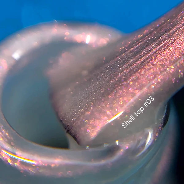 NAILSOFTHENIGHT Shell top 03 - top perlado con un toque rosa sin capa pegajosa, 10 ml