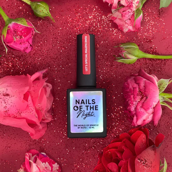 NAILSOFTHENIGHT Let's Special Maleficenta — esmalte semipermanente reflectante rojo oscuro que cubre una capa, 10 ml