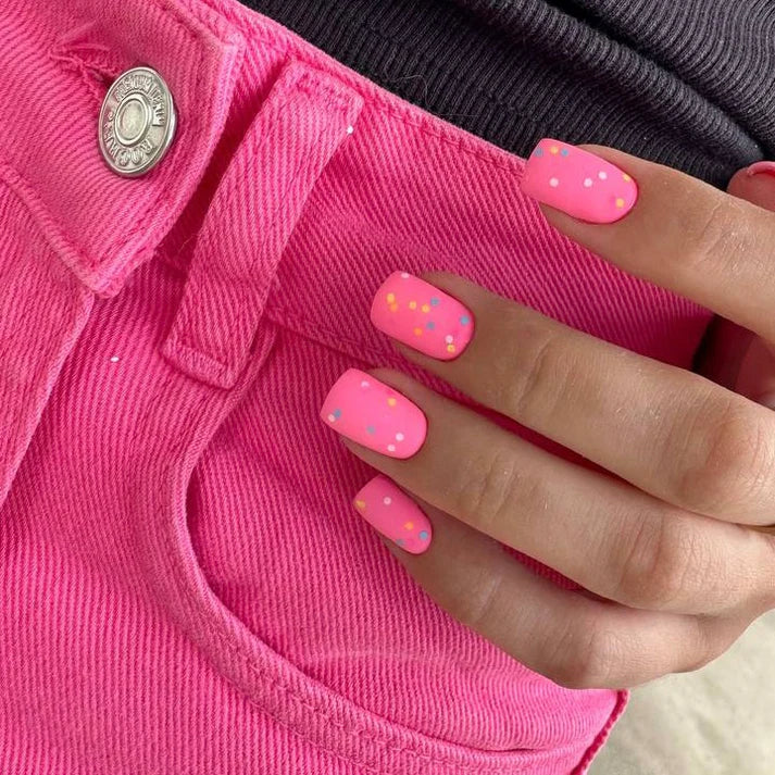 NAILSOFTHEDAY Party top matte - top mate con hexágonos de neón, sin capa pegajosa y sin filtros UV, 10 ml