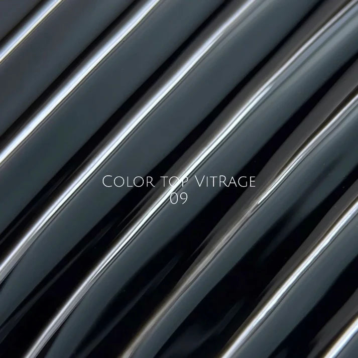 NAILSOFTHEDAY Color Top Vitrage 09 — top coat vitral negro semitransparente sin capa pegajosa para uñas, 10 ml