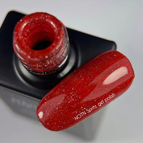 NAILSOFTHENIGHT Spritz gel polish — esmalte semipermanente reflectante de color rojo brillante, 10 ml