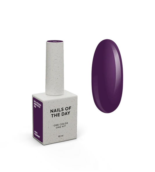 NAILSOFTHEDAY Gel Polish Amethyst — esmalte semipermanente en tono púrpura amatista oscuro con cobertura completa en una sola capa. 10 ml.
