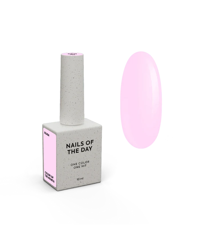 NAILSOFTHEDAY Color del Mes Febrero 2026 Blush — tono rosa pastel, cobertura completa en una sola capa, 10 ml
