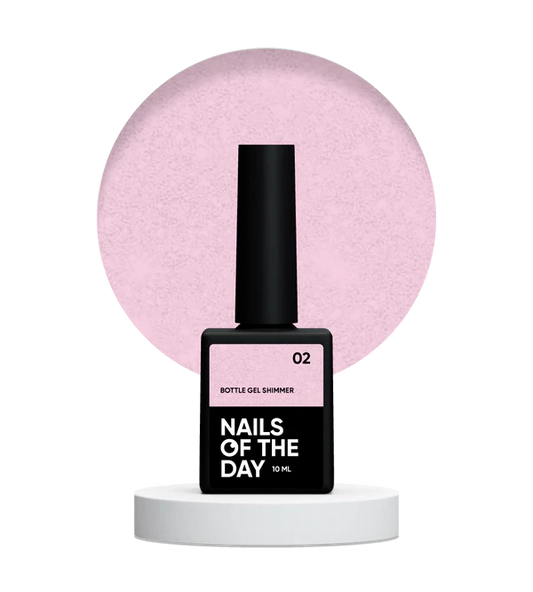 NAILSOFTHEDAY Bottle gel shimmer 02 – gel rosa lechoso súper fuerte con brillo plateado, 10 ml