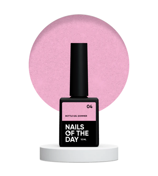 NAILSOFTHEDAY Bottle gel shimmer 04 – gel rosa ultrafuerte con brillo plateado, 10 ml