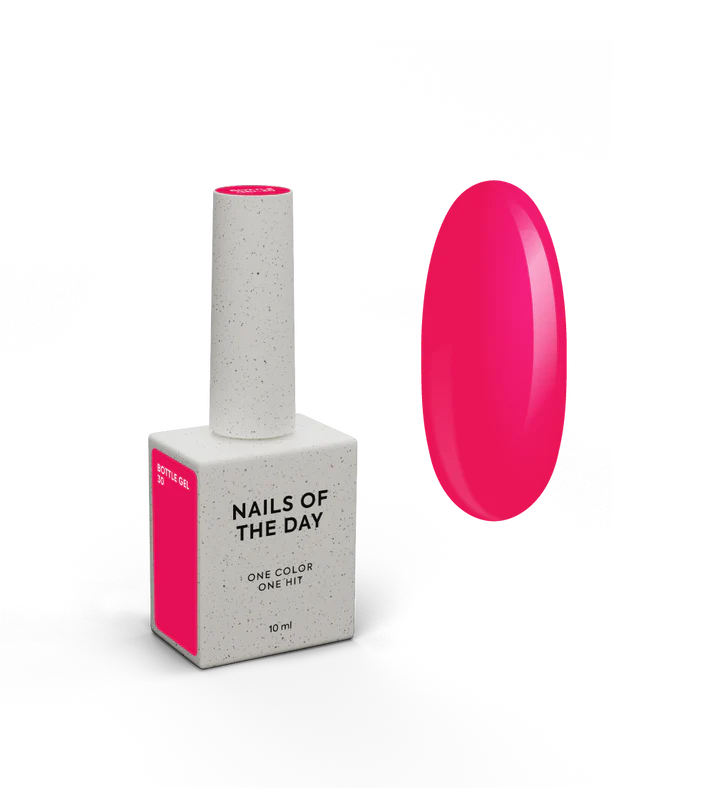 NAILSOFTHEDAY Bottle Gel 30 – gel ultraresistente frambuesa neón para el refuerzo de uñas, 10 ml