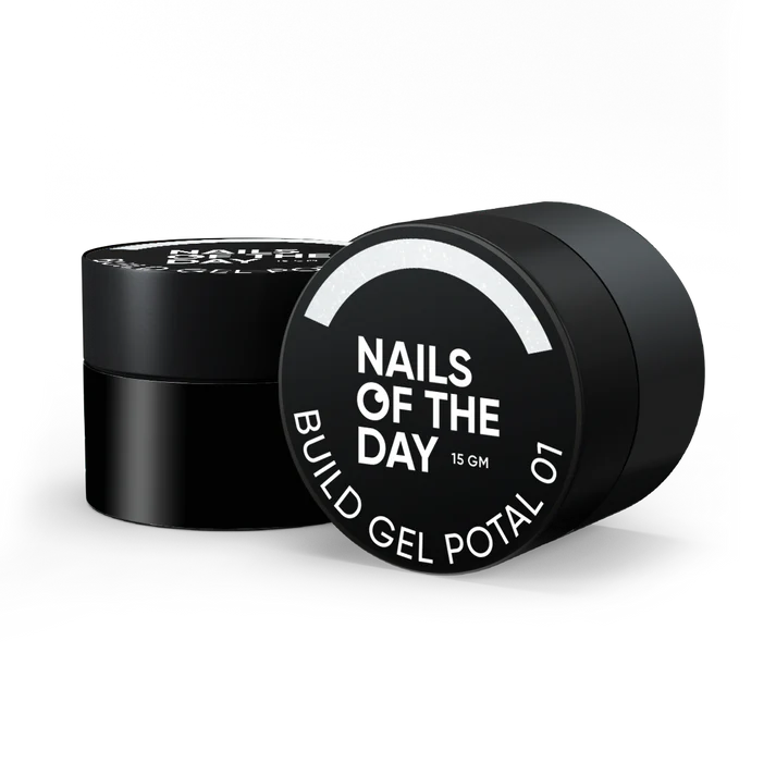NAILSOFTHEDAY Build gel Potal 01 — gel de construcción lechoso con particulas brillantes para uñas, 15 ml