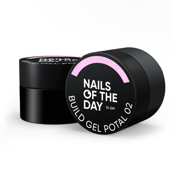 NAILSOFTHEDAY Build gel Potal 02 — gel de construcción rosa pálido con particulas brillantes para uñas, 15 ml