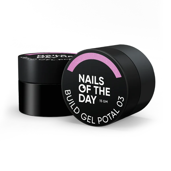 NAILSOFTHEDAY Build gel Potal 03 — gel de construcción rosa con particulas brillantes para uñas, 15 ml