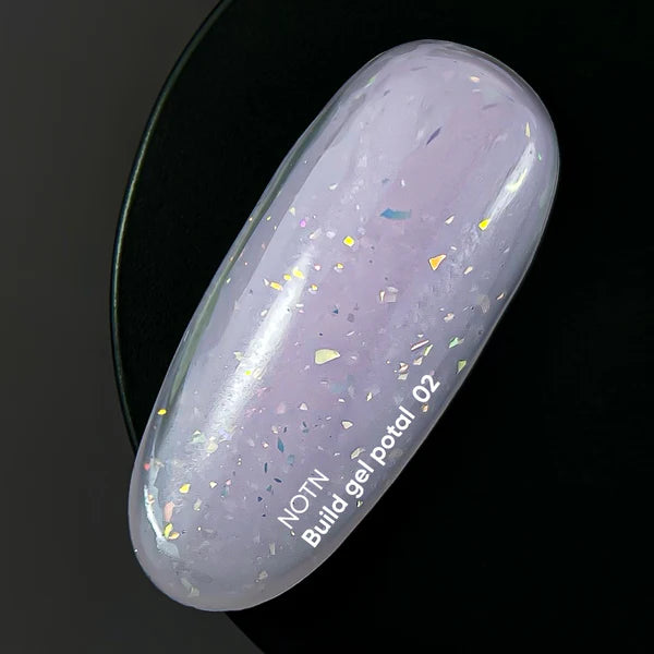 NAILSOFTHEDAY Build gel Potal 02 — gel de construcción rosa pálido con particulas brillantes para uñas, 15 ml