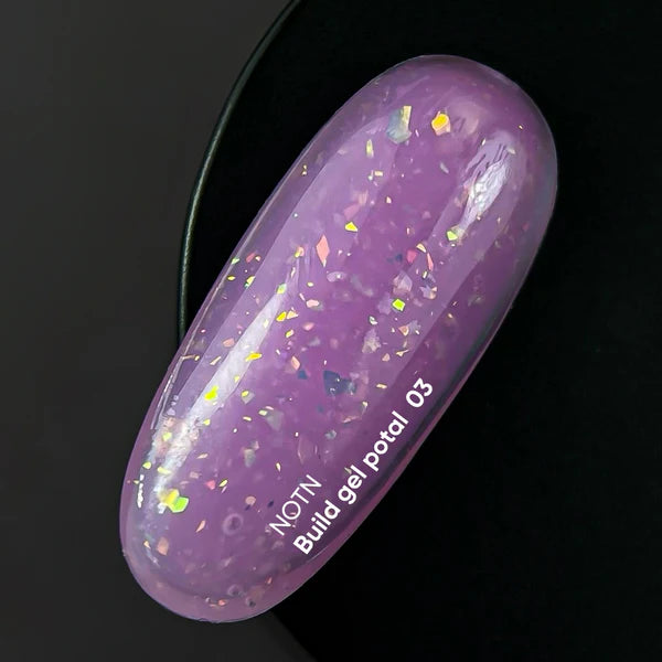 NAILSOFTHEDAY Build gel Potal 03 — gel de construcción rosa con particulas brillantes para uñas, 15 ml