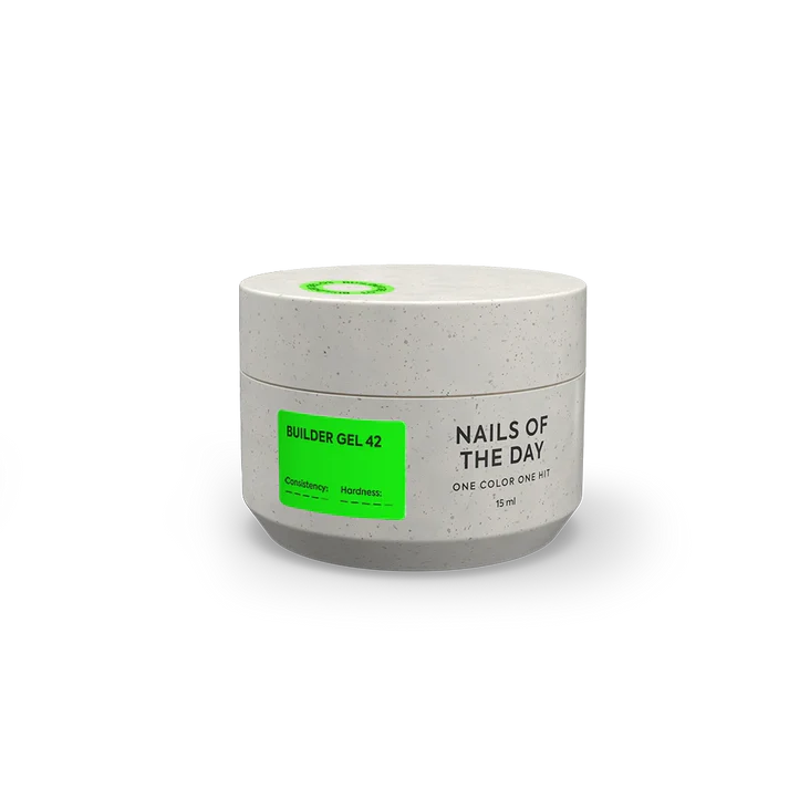 NAILSOFTHEDAY Builder Gel 42 — gel verde lima intenso para extensiones de uñas, 15 ml