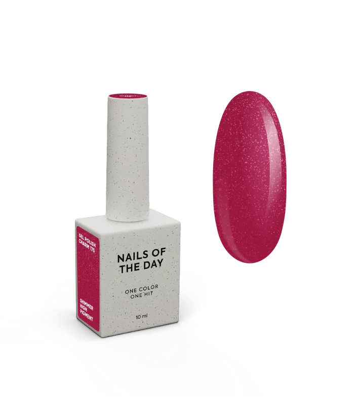 NAILSOFTHEDAY Let’s Special Charm — un esmalte semipermanente de color rosa frambuesa vibrante con un fino brillo, que ofrece cobertura completa en una sola capa, 10 ml.