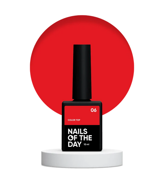 NAILSOFTHEDAY Color Top 06 — clásico rojo intenso sin capa pegajosa, 10 ml
