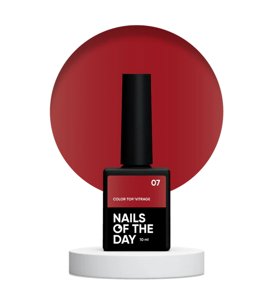 NAILSOFTHEDAY Color Top Vitrage 07 — top coat vitral burdeos profundo y semitransparente sin capa pegajosa para uñas, 10 ml