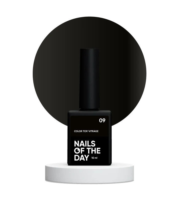 NAILSOFTHEDAY Color Top Vitrage 09 — top coat vitral negro semitransparente sin capa pegajosa para uñas, 10 ml
