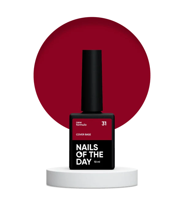 Nailsoftheday Cover Base NEW Formula 31 — base pigmentada intenso color rojo, 10 ml.