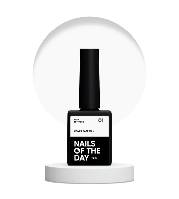 Nailsoftheday Cover Base NEW Formula Milk 01 - base camuflaje semitransparente de tono frío lechoso, 10 ml.