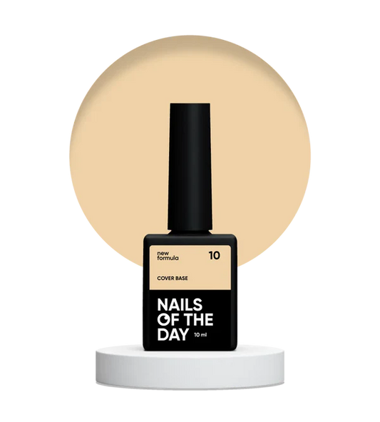 Nailsoftheday Cover base NEW Formula 10 - base camuflaje color durazno para uñas, 10 ml