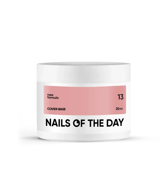 Nailsoftheday Cover Base NEW Formula 13 — base camufladora en un tono rosa nude, ideal para uñas, 30 ml.