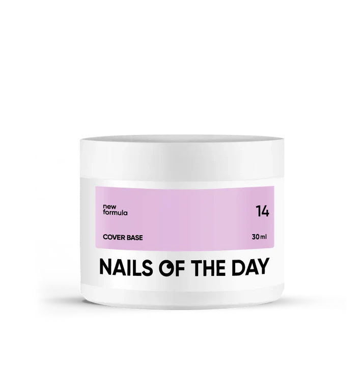 Nailsoftheday Cover Base NEW Formula 14 — base camufladora en un tono lila, ideal para uñas, 30 ml.