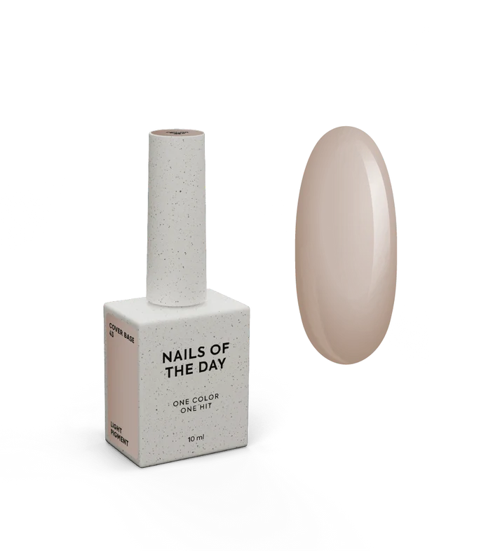 NAILSOFTHEDAY Cover Base 43 Light Pigment – base para uñas beige semitransparente con pigmentación ligera, 10 ml