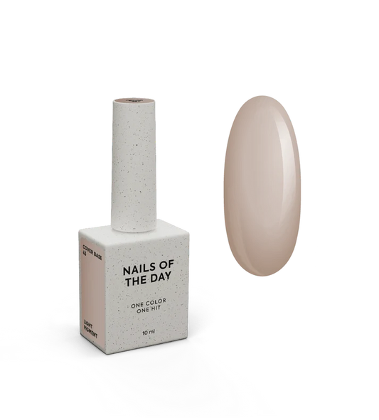 NAILSOFTHEDAY Cover Base 43 Light Pigment – base para uñas beige semitransparente con pigmentación ligera, 10 ml