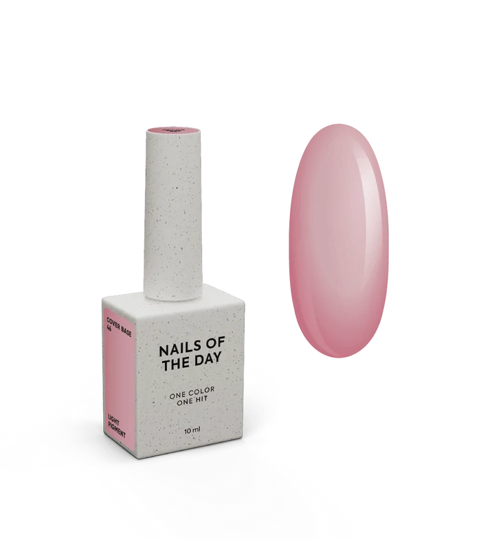 NAILSOFTHEDAY Cover Base 46 Light Pigment – base para uñas rosa empolvado semitransparente con pigmentación ligera, 10 ml