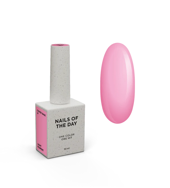 NAILSOFTHEDAY Cover Base 47 Light Pigment – base para uñas rosa intenso semitransparente con pigmentación ligera, 10 ml