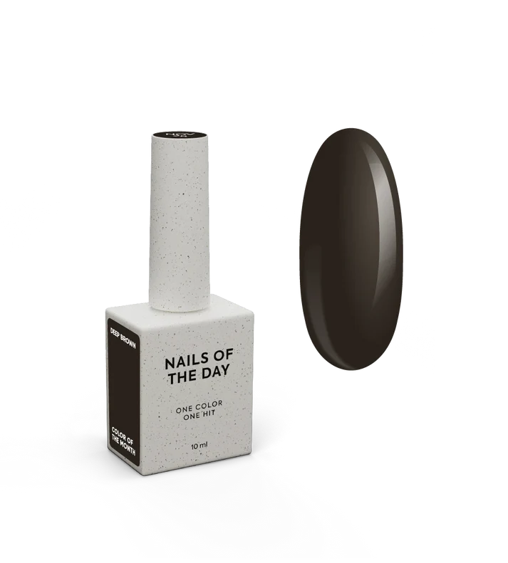 NAILSOFTHEDAY Color of the Month Noviembre 2025 — Deep Brown: tono marrón profundo con matiz de chocolate, cubre en una sola capa, 10 ml.