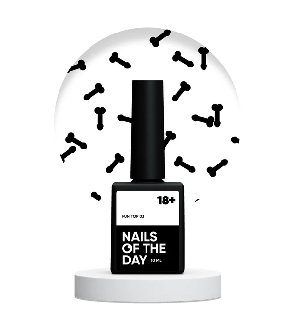 NAILSOFTHEDAY FUN! top 03 — top para uñas con decoración artística negra, sin capa pegajosa, 10 ml