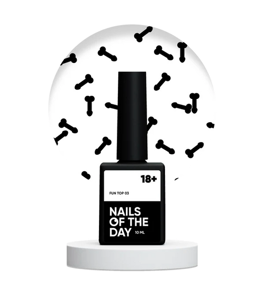 NAILSOFTHEDAY FUN! top 03 — top para uñas con decoración artística negra, sin capa pegajosa, 10 ml