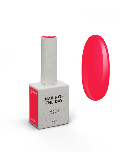NAILSOFTHEDAY Gel Polish Watermelon-215 — esmalte semipermanente rojo coral intenso con cobertura total en una sola capa, 10 ml