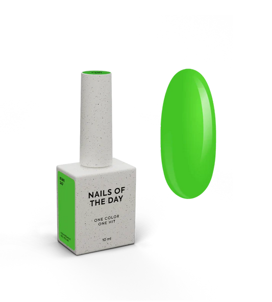 NAILSOFTHEDAY Gel Polish Kiwi-247 — esmalte semipermanente verde neón con cobertura total en una sola capa, 10 ml