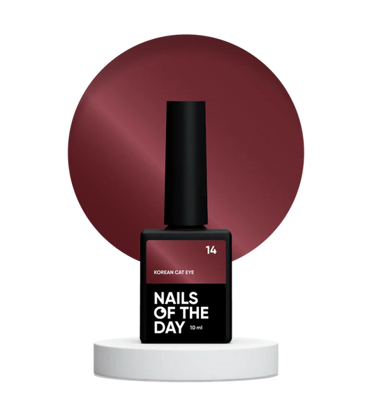 NAILSOFTHEDAY Korean Cat Eye 14 – esmalte semipermanente efecto ojo de gato rojo, 10 ml