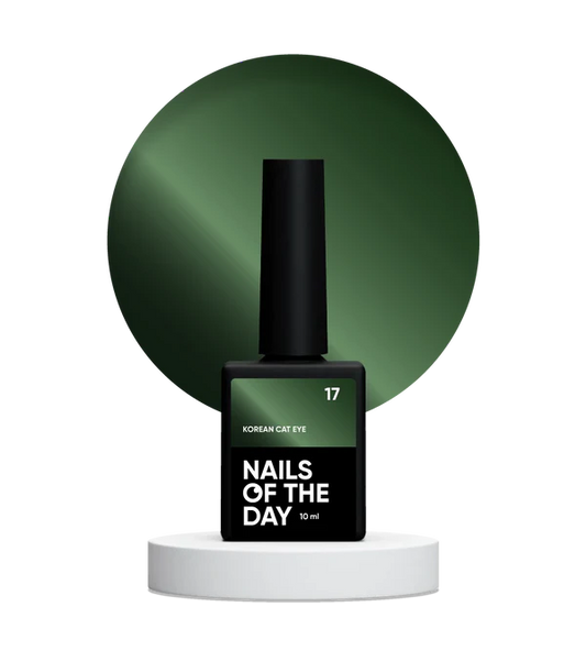 NAILSOFTHEDAY Korean Cat Eye 17 – esmalte semipermanente efecto ojo de gato verde, 10 ml