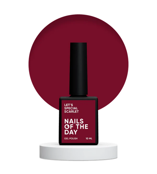 NAILSOFTHEDAY Let's Special Scarlet: esmalte semipermanente rojo carmesí para uñas que cubre en una capa, 10 ml