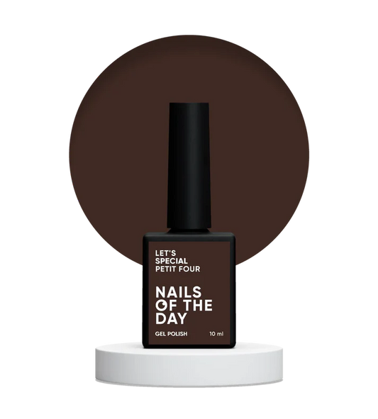 NAILSOFTHEDAY Let’s Special Petit Four — esmalte semipermanente en un tono marrón oscuro profundo, que cubre perfectamente en una sola capa, 10 ml