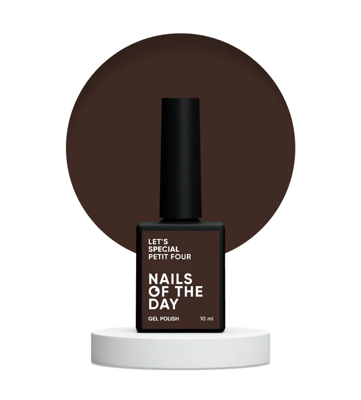 NAILSOFTHEDAY Let’s Special Petit Four — esmalte semipermanente en un tono marrón oscuro profundo, que cubre perfectamente en una sola capa, 10 ml