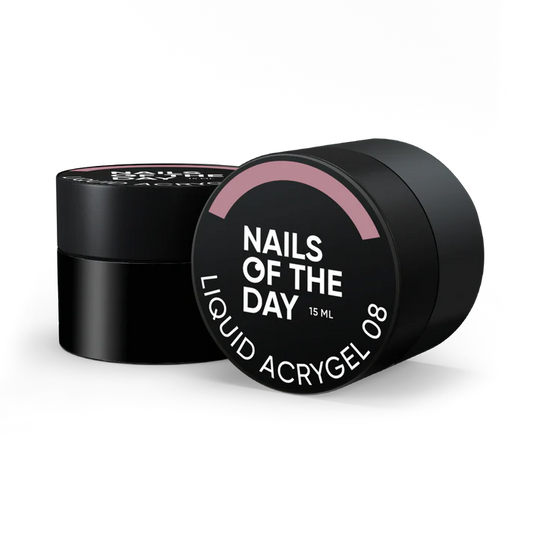 NAILSOFTHEDAY Liquid Acrygel 08 — Acrygel líquido nude polvoriento de nueva fórmula para uñas, 15 ml
