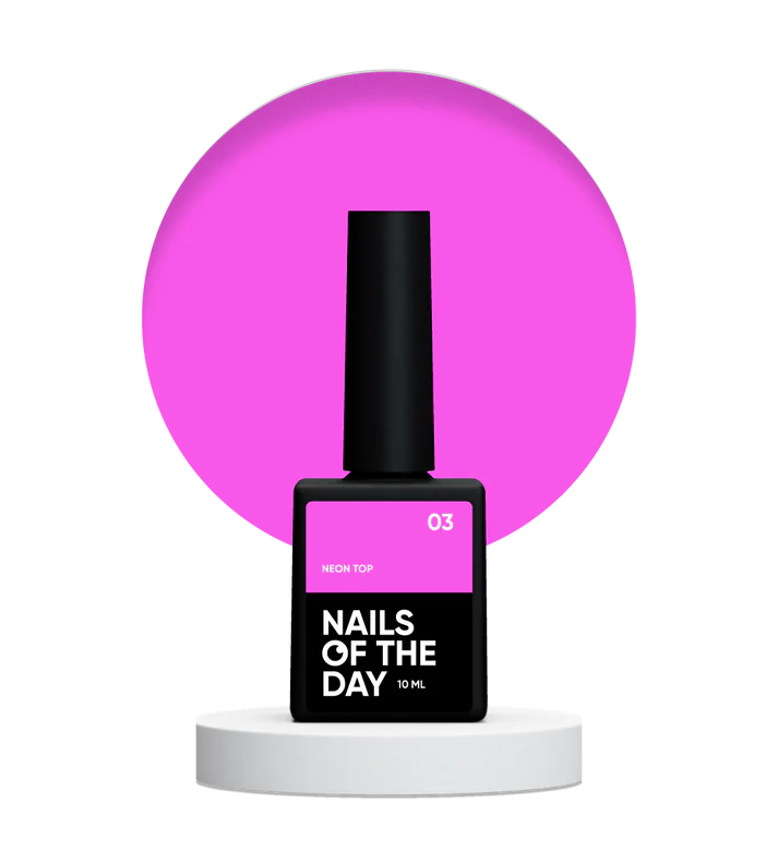 NAILSOFTHEDAY Neon top 03 – top rosa brillante sin capa pegajosa para uñas, 10 ml