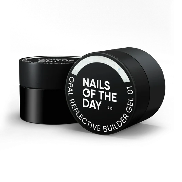 NAILSOFTHEDAY Opal Reflective builder gel 01 — gel constructor lechoso con brillo opalescente y partículas reflectantes, 15 g