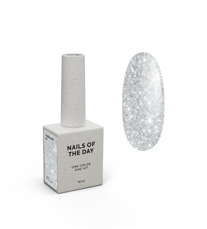 NAILSOFTHEDAY Paradise 01 — esmalte semipermanente plateado que cubre la uña con una sola capa, 10 ml
