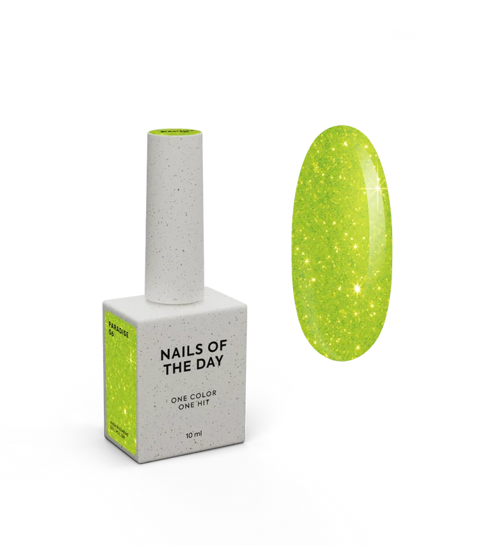 NAILSOFTHEDAY Paradise 06 — esmalte semipermanente amarillo neón que cubre la uña con una sola capa, 10 ml
