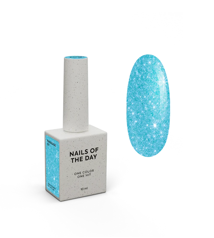 NAILSOFTHEDAY Paradise 07 — esmalte semipermanente turquesa neón que cubre la uña con una sola capa, 10 ml
