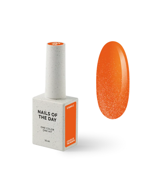NAILSOFTHEDAY Color of the month January 2025 Vitamin C — color del mes, naranja intenso con un fino shimmer que cubre en una capa, 10 ml