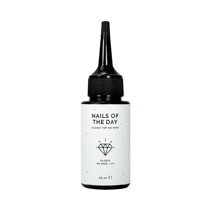 NAILSOFTHEDAY Glossy Top No Wipe – top brillante sin capa pegajosa y con filtros UV, 50 ml (recarga)