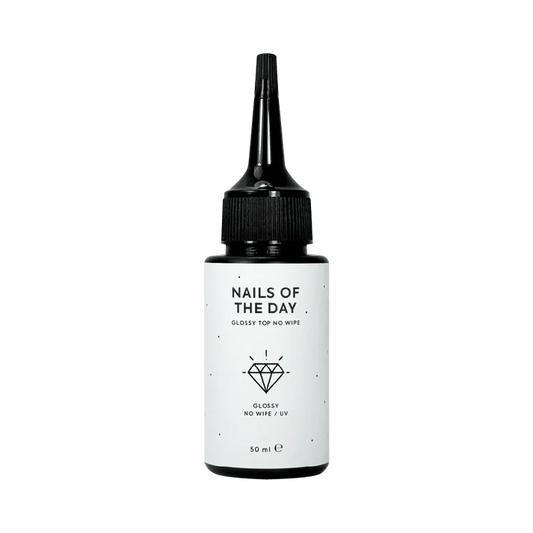 NAILSOFTHEDAY Glossy Top No Wipe – top brillante sin capa pegajosa y con filtros UV, 50 ml (recarga)