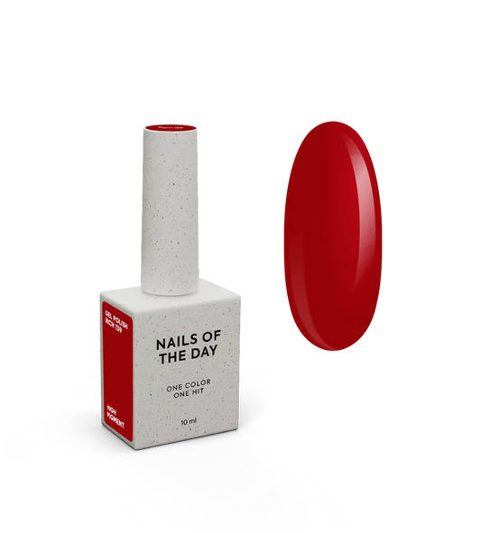 NAILSOFTHEDAY Gel Polish Rich — esmalte semipermanente rojo intenso con cobertura completa en una sola capa. 10 ml.