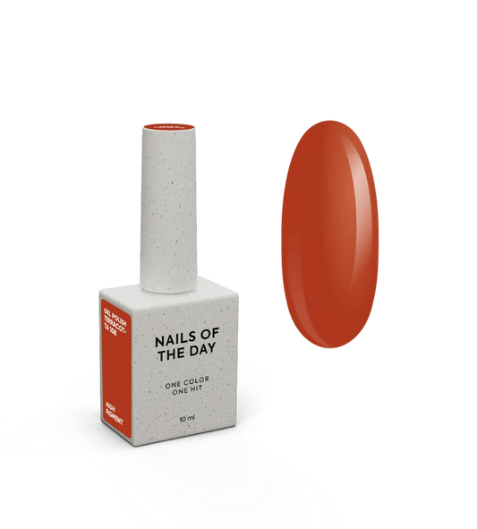 NAILSOFTHEDAY Gel Polish Terracotta — esmalte semipermanente en tono terracota (ladrillo) con cobertura completa en una sola capa. 10 ml.